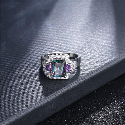 Garilina High-end fashion ring female factory direct supply Mystic Rainbow Cubic Zirconia ring Christmas Day Gifts AR2269
