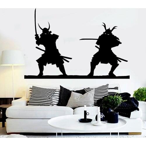 Japanese culture Vinyl Wall Decal Samurai Fight Japan Asian Japanese Art Stickers Home Bedroom Wallpaper Art Mural For Boys Room