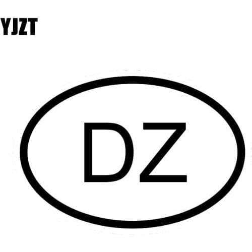 YJZT 13.5CM*9.1CM DZ ALGERIA COUNTRY CODE OVAL VINYL DECAL CAR STICKER Black Silver C10-01414