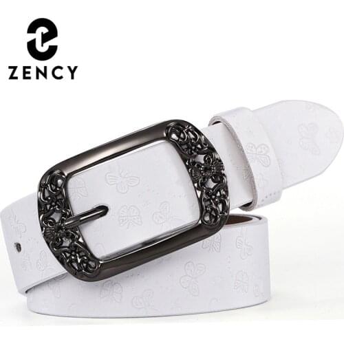 Zency Classic Vintage Exquisite Ladies Belt For Jeans Soft Split Leather Women Waistband Luxury Design Pin Buckle Female Strap