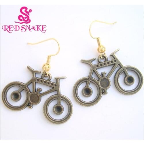RED SNAKE Retro color Love to Ride Bicycle Earrings for Women