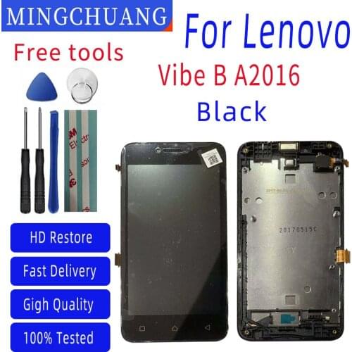 4.5″ For Lenovo Vibe B A2016 A2016a40 A2016b30 A2016b31 LCD Display Touch Screen Digitizer Assembly With Frame Replacement Part