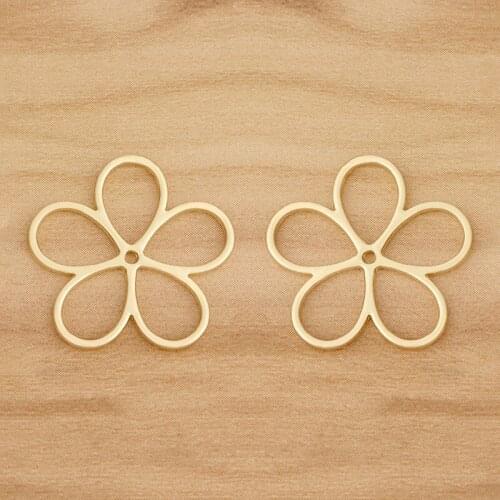 20 Pieces Gold Tone Open Hollow Flower Charms Pendants for DIY Earrings Neckalce Jewellery Making Accessories 23x23mm
