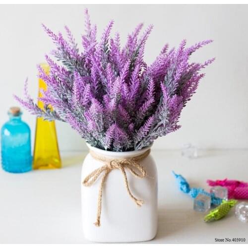 25 Heads/Bouquet Romantic Provence Artificial Flower Purple Lavender Bouquet with Green Leaves for Home Party Decorations