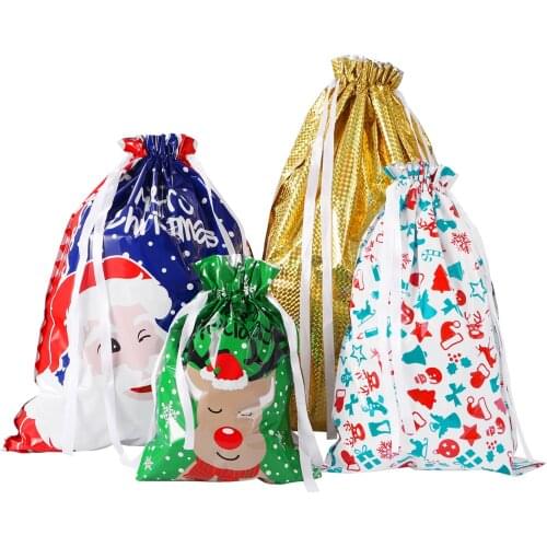 30PCS Christmas Drawstring Gift Bags Assorted Colorful Party Favors Wraps Gift Wrapping Bags Goodie Bags For Birthday Xmas