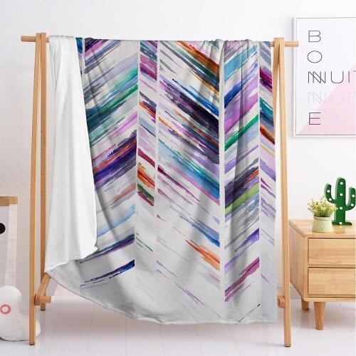 3D export beautiful printing watercolor stripe sofa blanket cover blanket flannelette travel blanket double single bedding