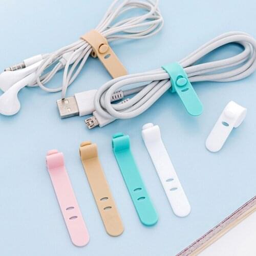 4PCS Silicone Data Wire Cable Organizer Tie Phones Cable Winder Finishing Buckle