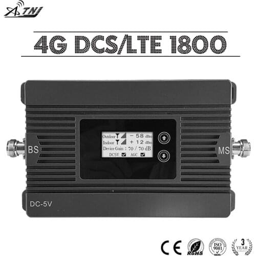 ATNJ 80dB Gain Power 4G Mobile Phone Amplifier GSM Repeater 4G DCS LTE 1800 MHz Cellular Signal Booster LCD Display 4G Band 3