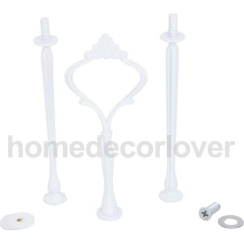 White 3 Tier Crown Cake Plate Stand Handle Fitting Party Dessert Fruit Server