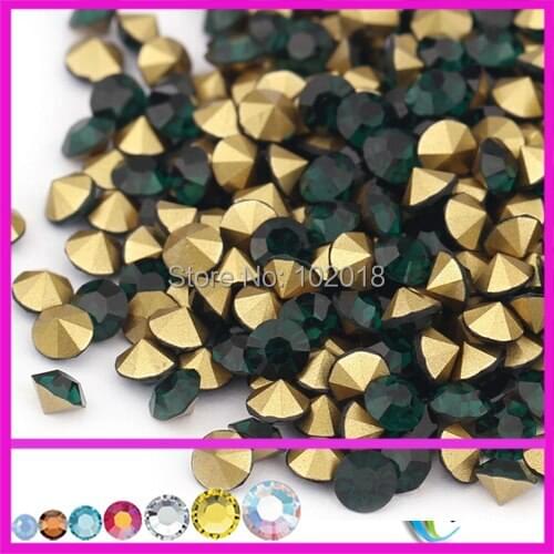 Free shipping 1440pcs ss20 round shape cristal stones point back rhinestones chatons emerald color for jewelry making suppliers