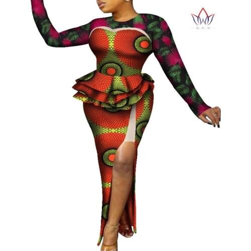 BintaRealWax Afrian Dresses for Women Dashiki Sexy Slit African Skirt Set Bazin Plus Size African Clothing Women Set WY8059