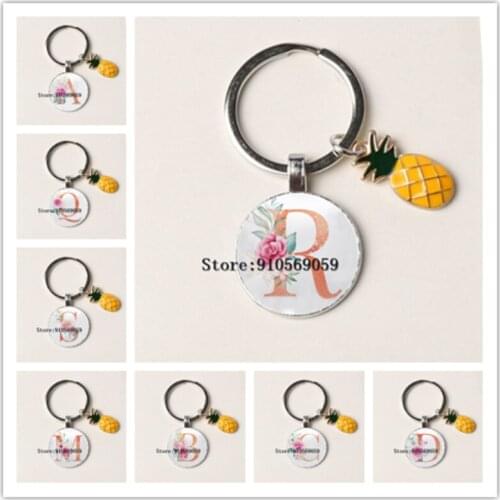 Pineapple Keychain Letters Keychain Custom Keyring Pineapple Jewelry Fruit Charms Best Friend Keychain Gifts