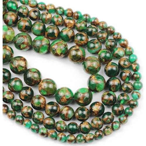 Natural Green Gold Colored Nepal Stone Spacer Loose Beads For Trendy Jewelry Making DIY Charm Bracelet Necklace 6 8 10 12MM