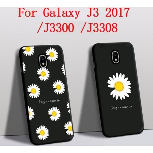Funda For Samsung Glaxy J3 2017 case Silicone Protector Daisy Flower phone cover For Samsung Galaxy J3300 j3308 back Cover Black