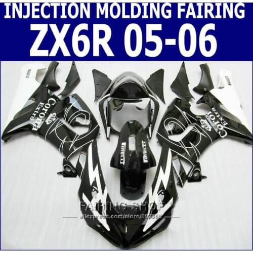 Black white Fairings zx6r 2005 06 Fairing kit For Kawasaki NINJA ZX 6R 05 2006 Injection mold +7gifts p65