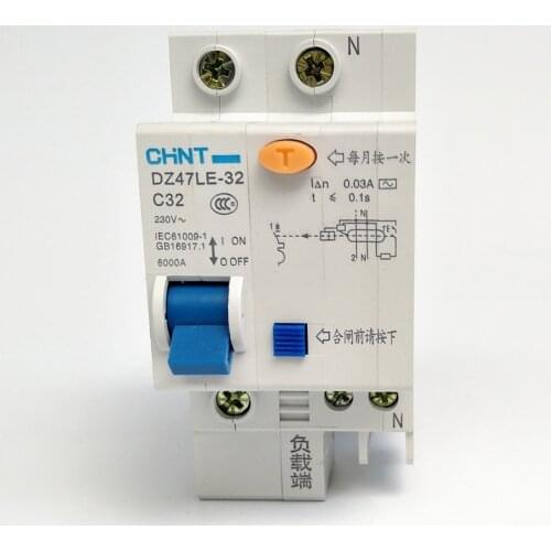 CHINT DZ47LE-32 1P+N C32A 30mA Earth Leakage Circuit Breaker/Residual Current Operated Circuit Breaker