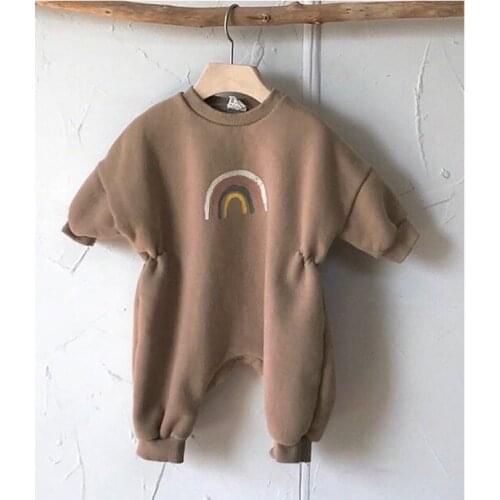 Childrens Winter New Korean clothes baby creative rainbow claw velvet velvet suit romper clothes winter baby boy clothes