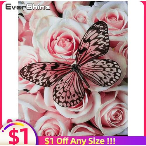 EverShine Diamond Embroidery Butterfly Cross Stitch Diamond Painting Full Square Animals Picture Rhinestones Handmade Home Decor