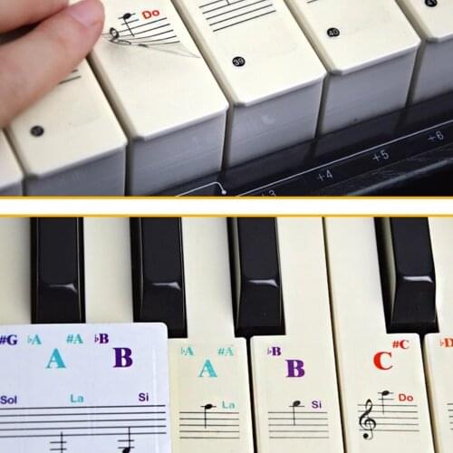 Piano Sticker For Keys-Removable Coating For 88 Keyboards Staff Notation Stickers Piano Keyboard Stickers Colorful