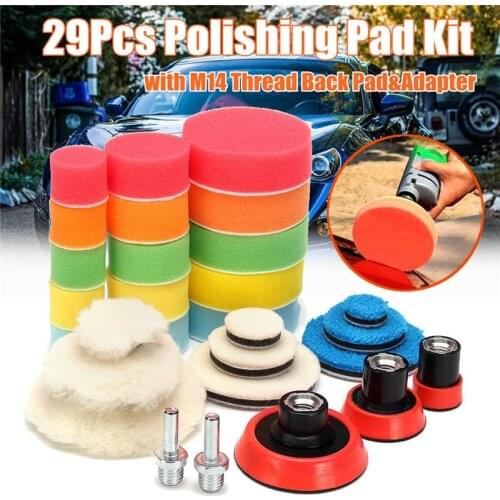 29Pcs Waxing Sponge Polishing Pad Wool Backing Plate Car Polishing Tool Set For Polisher Polishing Machine Car Wash Accessories