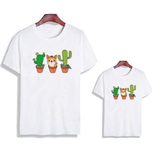Exquisite Harajuku baby girl boy Mother T-shirt versatile Daughter Dress Style Family Look cactus like Animal Graphic Tshirt