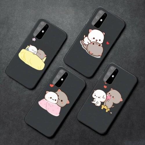 Jemy Peach Cat Cartoon Phone Case For Samsung A32 A51 A52 A71 A50 A12 A21S S10 S20 S21 Plus Fe Ultra
