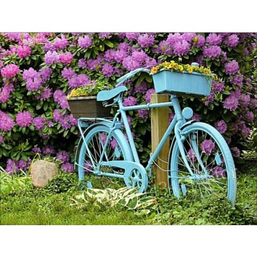 Full square drill bike flower icon 5d diy diamond painting cross stitch rhinestone diamond mosaic ornament sticker