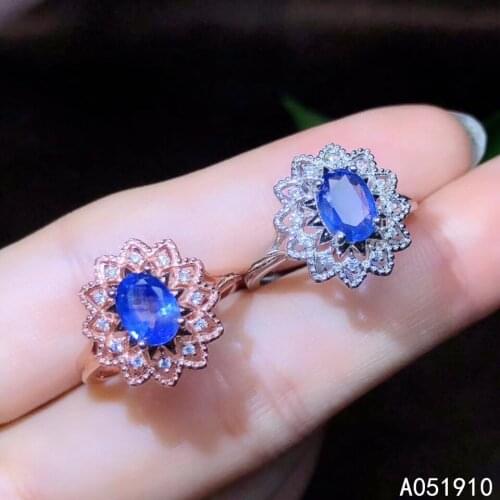 KJJEAXCMY boutique jewelry 925 sterling silver inlaid natural sapphire gemstone neutral ring support detection popular