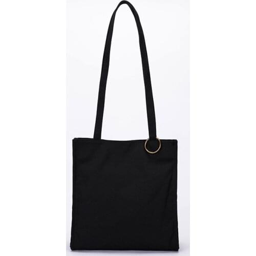 Korean version of the art simple cotton canvas shoulder bag female casual shopping bag shoulder bag