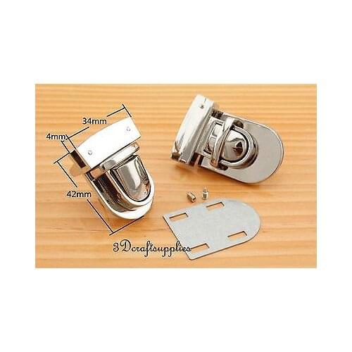 Purse lock wallet Thumb latch tongue clasp silver 1 3/8 inch x 1 3/4 inch N35