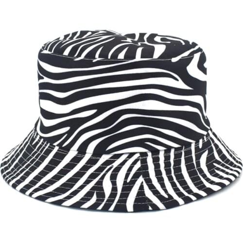 Summer New Ladies Double-Sided Bucket Hat Panama Hip-Hop Bucket Hat Male Retro Print Fisherman Hat M105-1