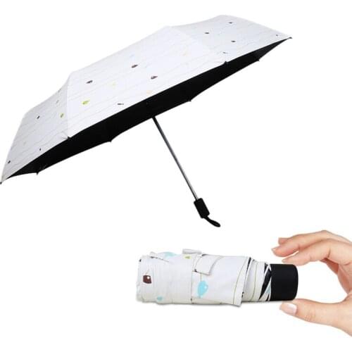 Small Fashion Folding Mini Pocket Umbrella Rain Women Luxury Anti-UV Windproof Men Travel Umbrellas Black Coating Sun Parasol