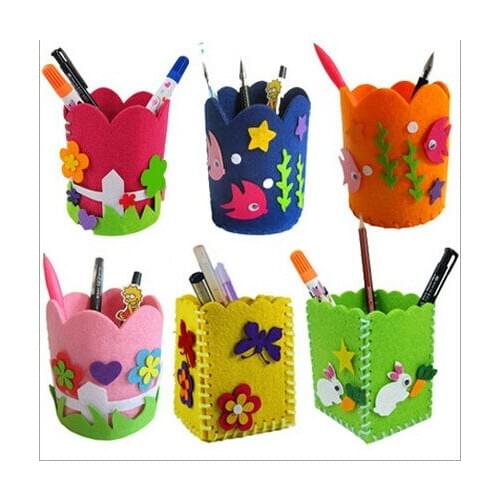 Cartoon Intellectual develop Kids Non-woven DIY sewing Pen case Cloth Kindergarden Handmade Crafts Children gift AU063