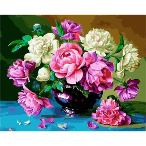 PAINTBOY Framed Picture Flower DIY Painting By Numbers On Canvas Oil Painting Home Decor For Living Room Wall
