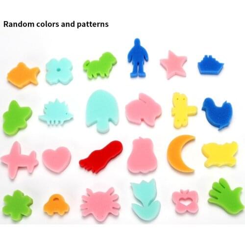 24Pcs Sponge Set Children Kids Art Craft Painting DIY Toy Education Toy Colorful Assorted Sponge Children DIY Paint Art Craft