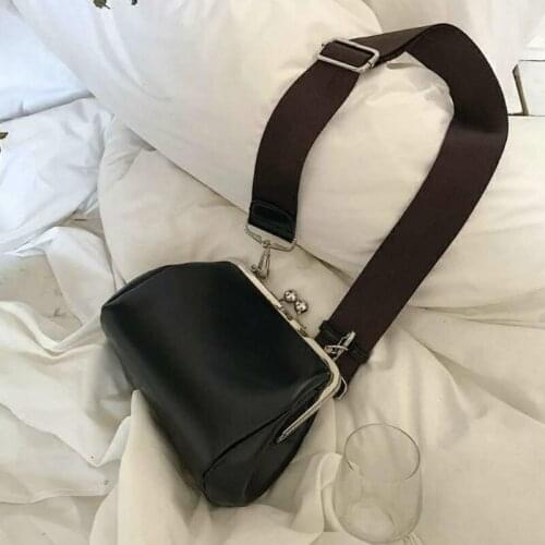 New Black PU womens bag retro simple one Shoulder Messenger Bag