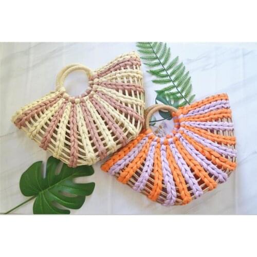 New Female Summer Straw Bag Handbag Panelled Colors Bag Beach Bag a6294