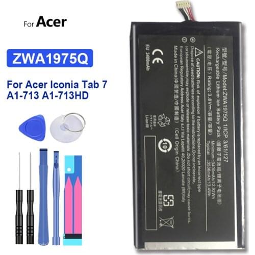 Tablet Li-Polymer Battery For Acer Iconia Tab 7 A1-713 A1-713HD A1 713 Replacement Battery ZWA1975Q 3536mAh
