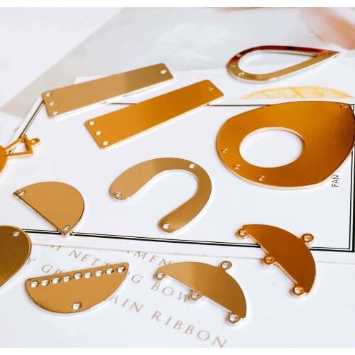 White K Gold Color Plated Simple Slice Eardrop Pendant Charms Jewelry Component Diy Handmade Material 6pcs