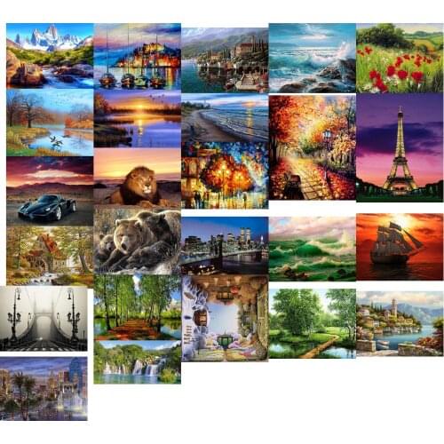 R17670 Landscape City Fountain cross stitch kit people 18ct 14ct 11ct count canvas stitches embroidery DIY handmade needlework