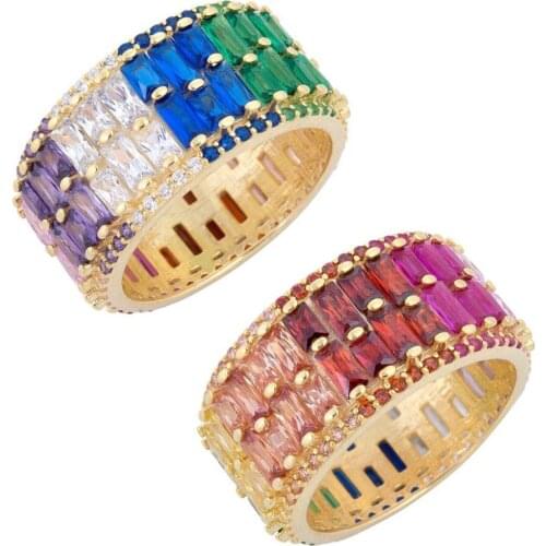 Luxury 2021 new arrived colored cz ring two raw cz eternity band engagement full finger gorgeous european rings