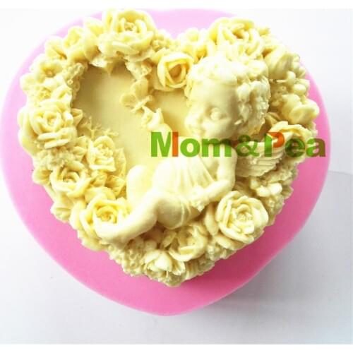 Mom&Pea 0428 Free Shipping Heart Shaped Silicone Soap Mold Cake Decoration Fondant Cake 3D Mold Food Grade Silicone Mould