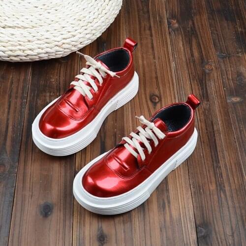 Mori literary flat shoes muffin thick bottom Harajuku style single shoes retro casual shoes patent leather glossy womens shoes