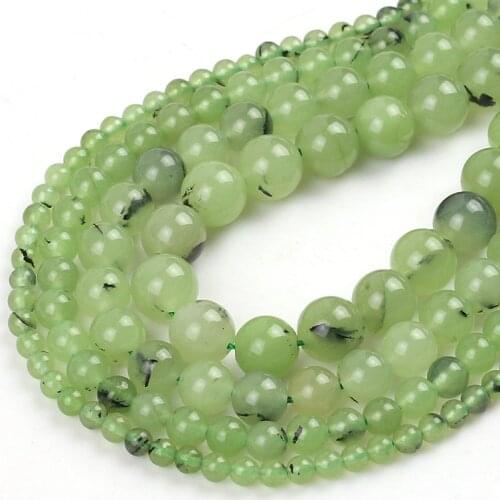 Angelite Green Prehnites Quartz Beads Round Loose Spacer Stone Beads For Jewelry Making DIY Bracelet Accessories 15''4/6/8/10mm