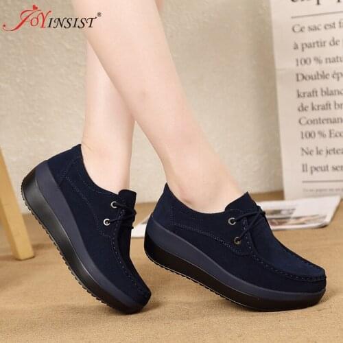 2019 Spring Korean Version of the Leather Belt Shaking Shoes Women Thick-soled Shoes Womens Shoes Leisure Wedge Mother Shoes