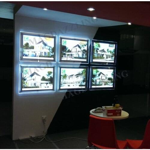 10PCS X Wall Mount A2 LED Edge-lit Ultra Slim Acrylic Poster Frame Advertising Light Box Signs For Real Estate Agent Shop
