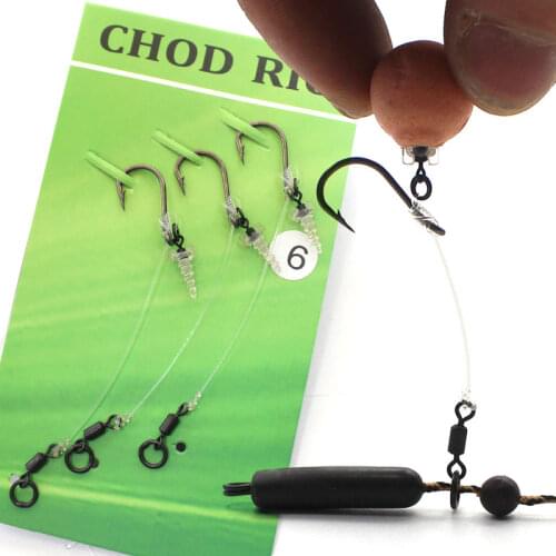 3pcs Carp Fishing Accessories Chod Rig Carp Fishing Line Barbed Carp Hook Bait Hair Carp Rig Kit Swivels For Fishing Carp Tackle