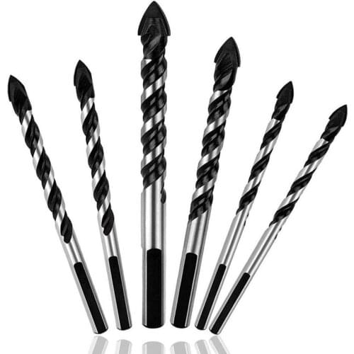 6PCS Ceramic Tile Drill Bits,Masonry Drill Bits Set for Glass, Brick, Concrete, Wood Tungsten Carbide Tip for Wall Mirror and Ce