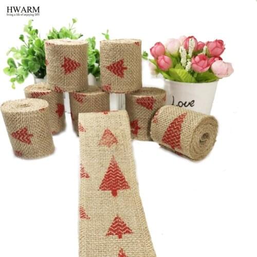 8pcs 6cm Redwood Xmas Bow Sewing Linen Lace Fabric Ribbon DIY Handmade Wedding Christmas Decoration For Home Party Favors GIFT