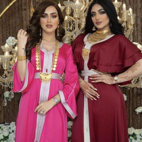 AB045 Red Women Fancy Maxi Dress Female Cloth 2021 Summer Short Butterfly Sleeve Dubai Party Apparel Lacework High Waist Sashes